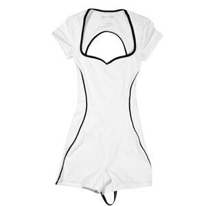 Bo&Tee Soft Active Open-back Unitard In Ivory